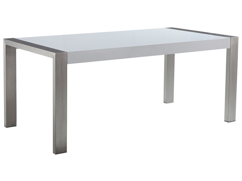 Beliani Jedálenský stôl 180 x 90 cm biela/strieborná ARCTIC I